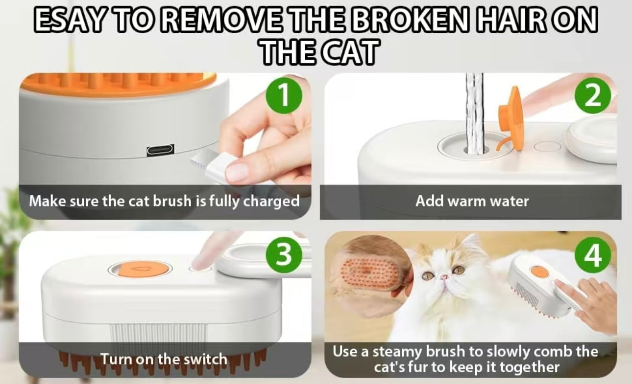 3 in 1 Pet Steamy Mist Steam Pet Brush for Pet Hair
