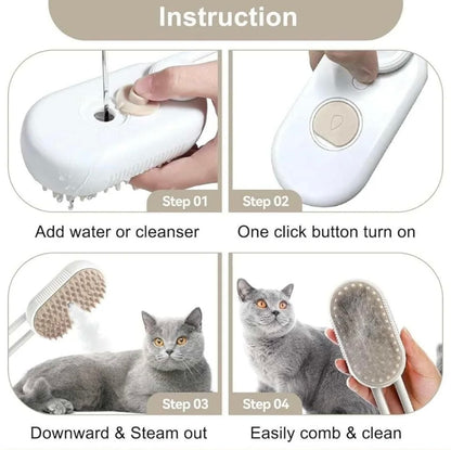 3 in 1 Pet Steamy Mist Steam Pet Brush for Pet Hair